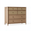 Cassettiera 120 x 45 x 105 cm in legno marrone chiaro con frontali intrecciati stile classico