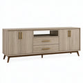 Credenza 180 x 40 x 80 cm effetto rovere beige con ante e cassetti stile moderno
