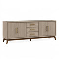 Credenza 180 x 40 x 85 cm in legno grigio tortora con ante e cassetti stile moderno