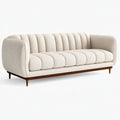 Divano 3 posti 220 x 90 x 78 cm in tessuto avorio con base in legno - stile moderno per soggiorno