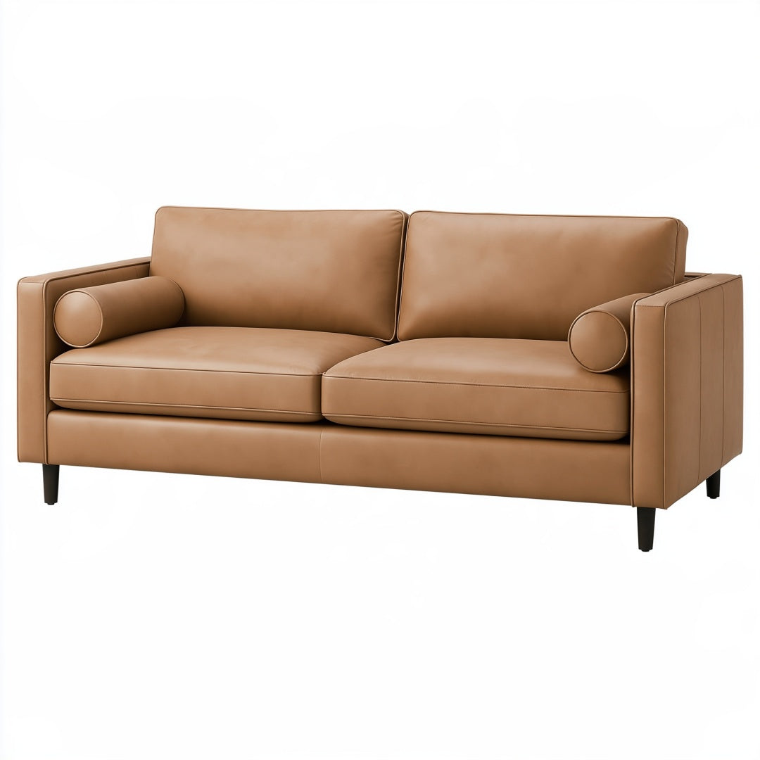 Divano 2 posti in similpelle marrone Parvireq, stile moderno, dimensioni 180x85x82 cm, ideale per soggiorno.