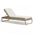 Lettino prendisole da esterno 200x70x80 cm in metallo e corda beige con schienale reclinabile