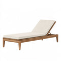 Lettino prendisole 200 x 70 cm in legno marrone con cuscino beige - schienale regolabile da esterno