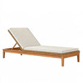 Lettino prendisole 200 x 70 cm in legno beige e marrone con schienale regolabile