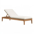 Lettino prendisole 200 x 70 x 85 cm in legno e tessuto beige per esterno con schienale regolabile