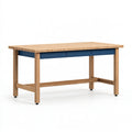 Banco da lavoro 180 x 80 x 90 cm in legno naturale e blu con tre cassetti stile industriale