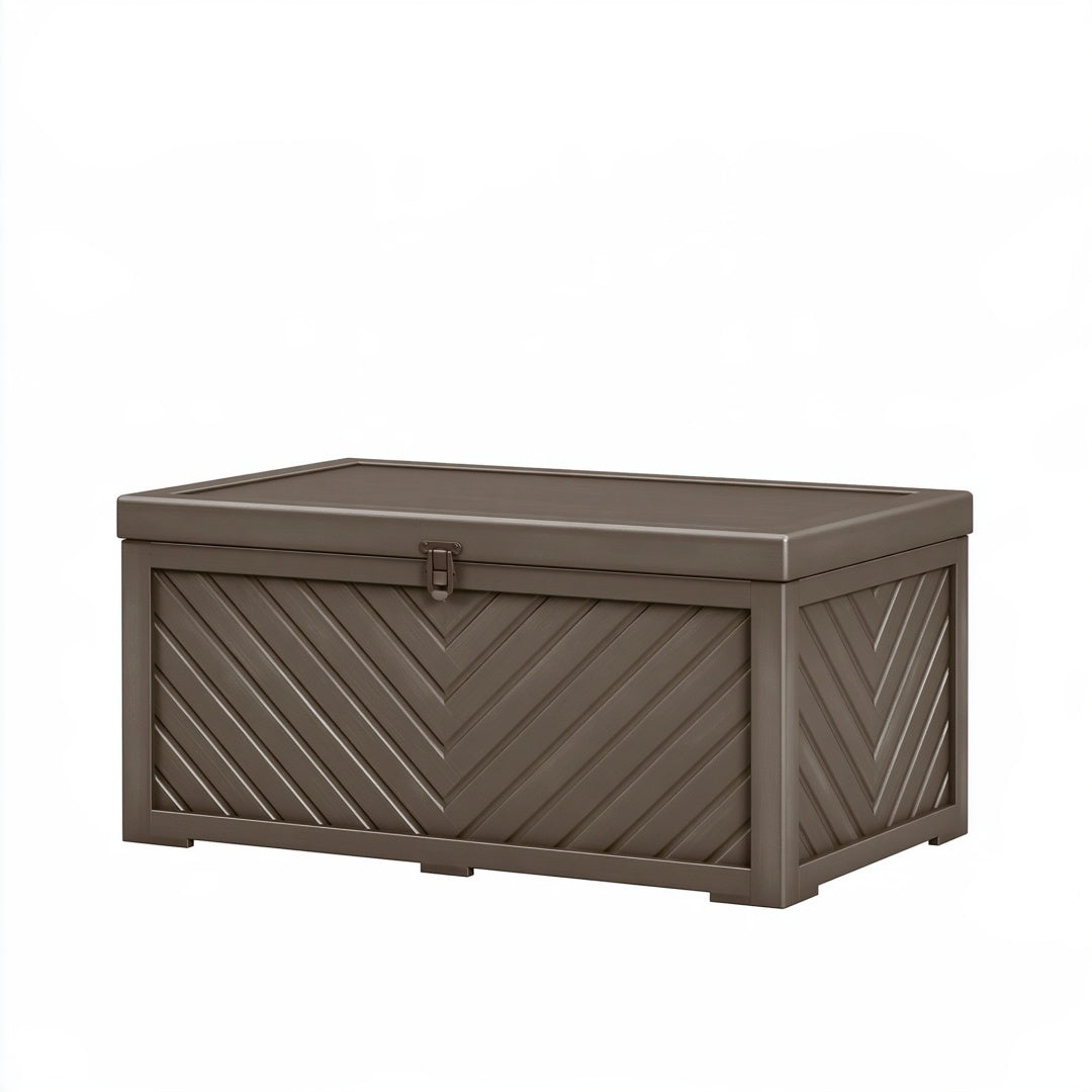 Cassapanca da esterno 120 x 55 x 60 cm in resina marrone - contenitore con coperchio