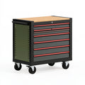 Carrello portautensili 76 x 46 x 96 cm in acciaio nero e legno - 7 cassetti da officina mobile