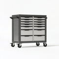 Carrello portautensili 100 x 50 x 95 cm in acciaio nero e grigio con 14 cassetti e ruote