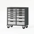 Cassettiera portautensili 90 x 50 x 95 cm in acciaio nero e grigio con ruote e 12 cassetti