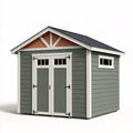Casetta da giardino 220 x 180 x 210 cm in legno verde salvia con doppia porta e tetto a falde