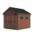 Casetta da giardino 300x240x250 cm in legno marrone con tetto in metallo antracite stile rustico